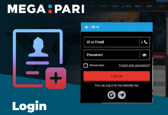 Megapari log in form to access your personal account
